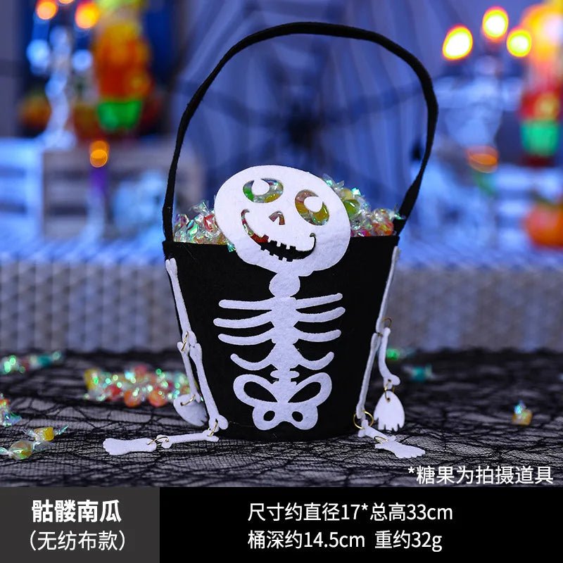 Halloween Theme Candy Bucket Bag Portable Candy Basket Kids Trick or Treat Bucket Halloween Party Decoration Supplies - drollido