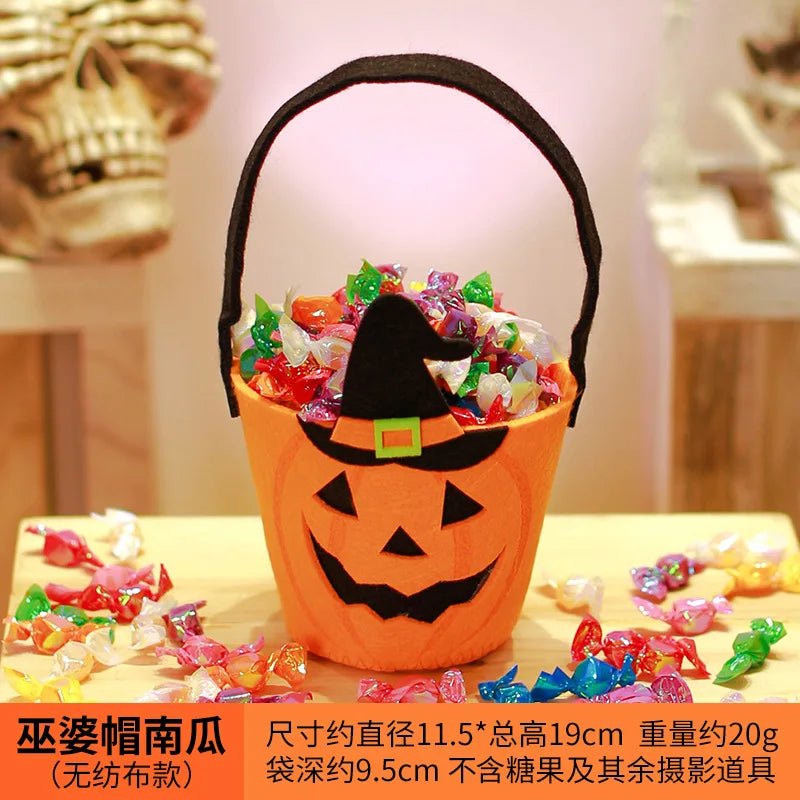 Halloween Theme Candy Bucket Bag Portable Candy Basket Kids Trick or Treat Bucket Halloween Party Decoration Supplies - drollido