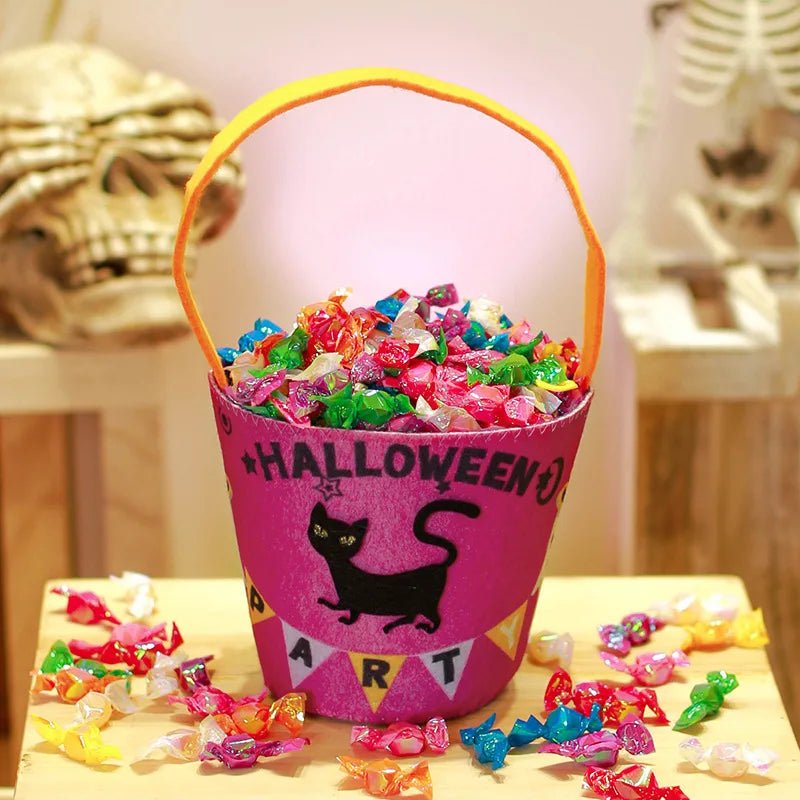 Halloween Theme Candy Bucket Bag Portable Candy Basket Kids Trick or Treat Bucket Halloween Party Decoration Supplies - drollido