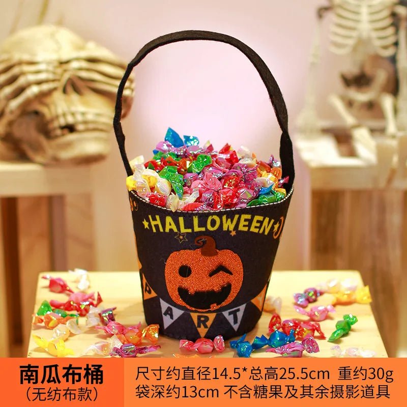 Halloween Theme Candy Bucket Bag Portable Candy Basket Kids Trick or Treat Bucket Halloween Party Decoration Supplies - drollido
