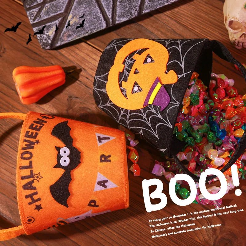 Halloween Theme Candy Bucket Bag Portable Candy Basket Kids Trick or Treat Bucket Halloween Party Decoration Supplies - drollido