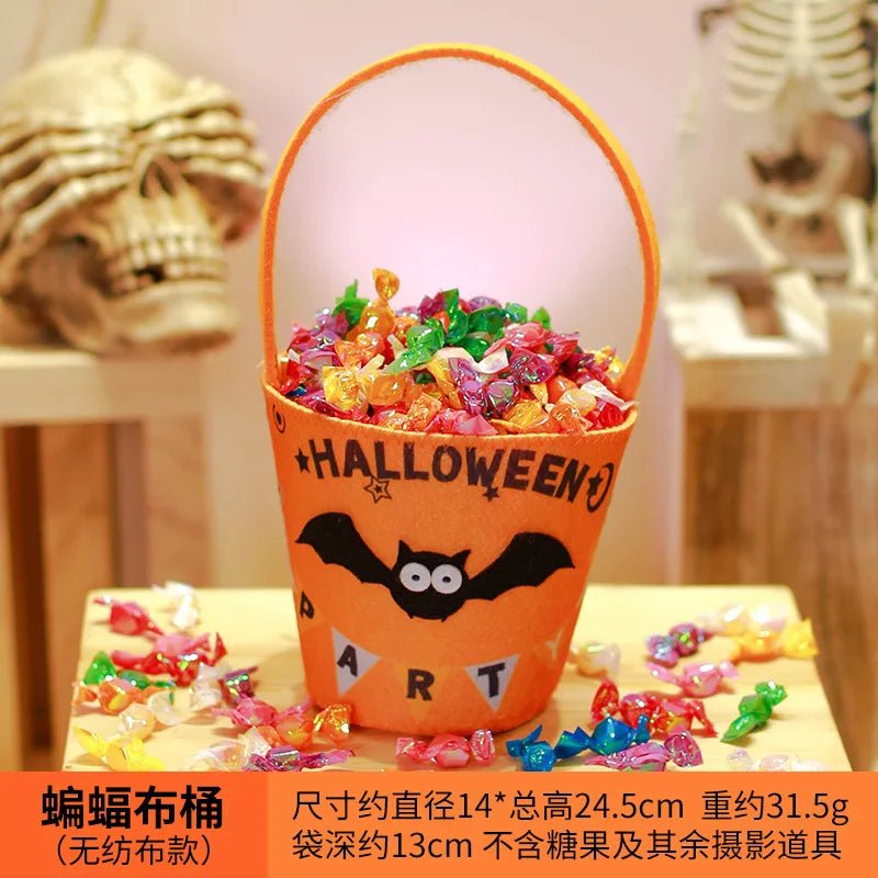 Halloween Theme Candy Bucket Bag Portable Candy Basket Kids Trick or Treat Bucket Halloween Party Decoration Supplies - drollido