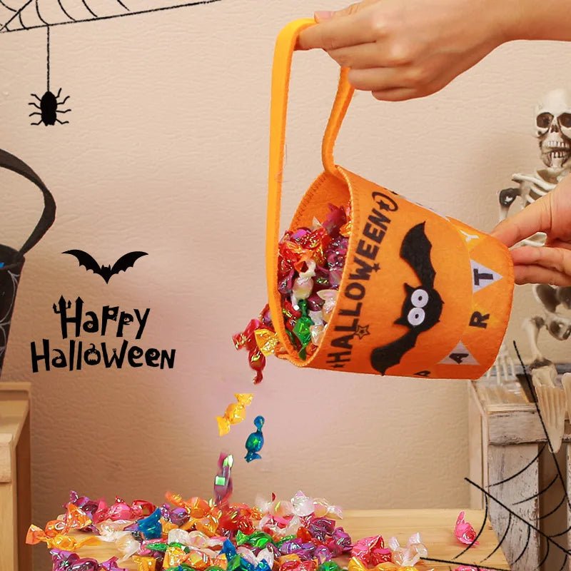 Halloween Theme Candy Bucket Bag Portable Candy Basket Kids Trick or Treat Bucket Halloween Party Decoration Supplies - drollido