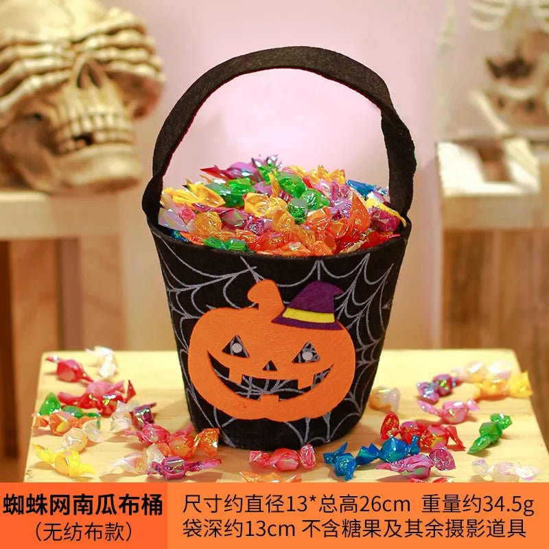 Halloween Theme Candy Bucket Bag Portable Candy Basket Kids Trick or Treat Bucket Halloween Party Decoration Supplies - drollido