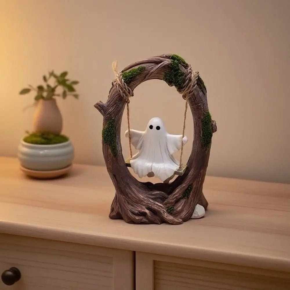 Halloween Themed Halloween Swing Ghost Ornament Handicraft Model Spooky Ghosts Decor Collectible Statue - drollido
