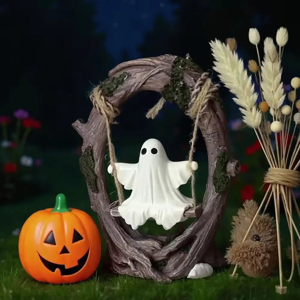 Halloween Themed Halloween Swing Ghost Ornament Handicraft Model Spooky Ghosts Decor Collectible Statue - drollido
