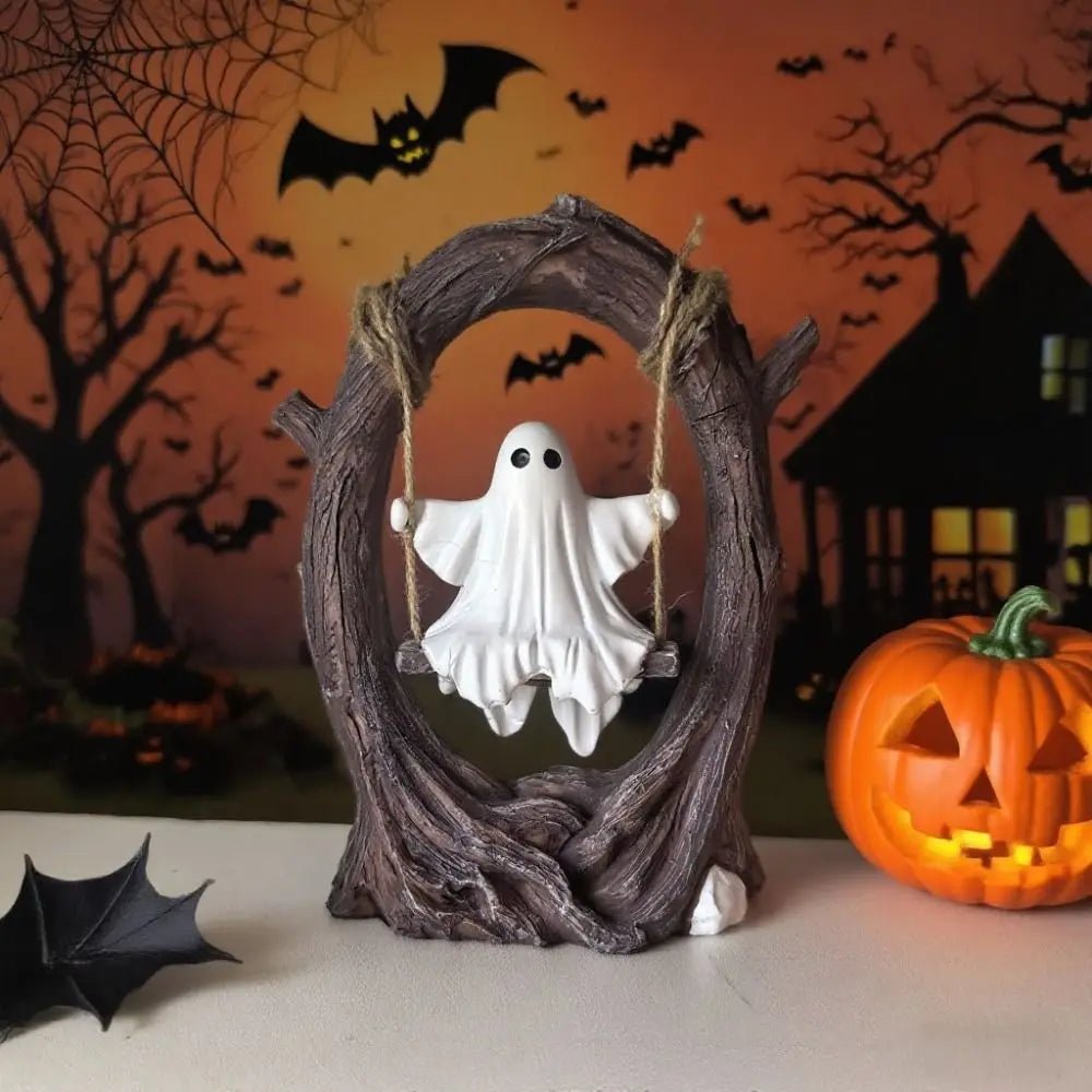 Halloween Themed Halloween Swing Ghost Ornament Handicraft Model Spooky Ghosts Decor Collectible Statue - drollido