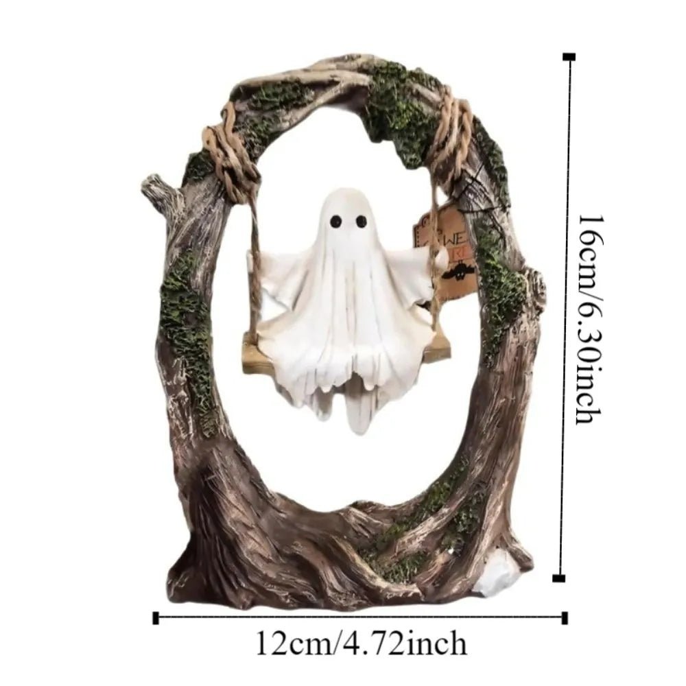 Halloween Themed Halloween Swing Ghost Ornament Handicraft Model Spooky Ghosts Decor Collectible Statue - drollido