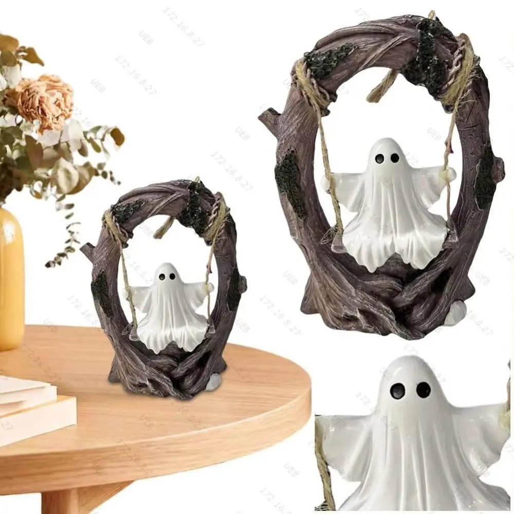 Halloween Themed Halloween Swing Ghost Ornament Handicraft Model Spooky Ghosts Decor Collectible Statue - drollido