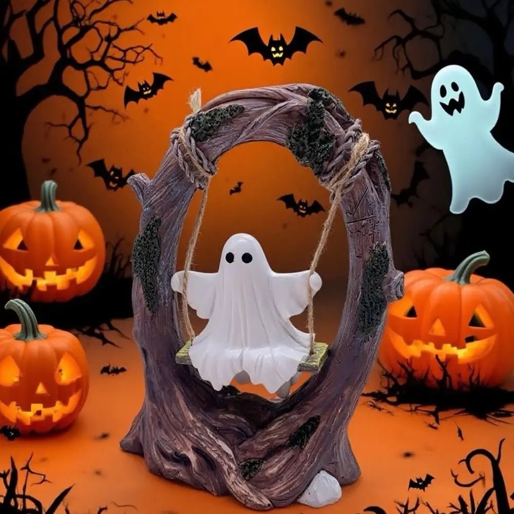 Halloween Themed Halloween Swing Ghost Ornament Handicraft Model Spooky Ghosts Decor Collectible Statue - drollido