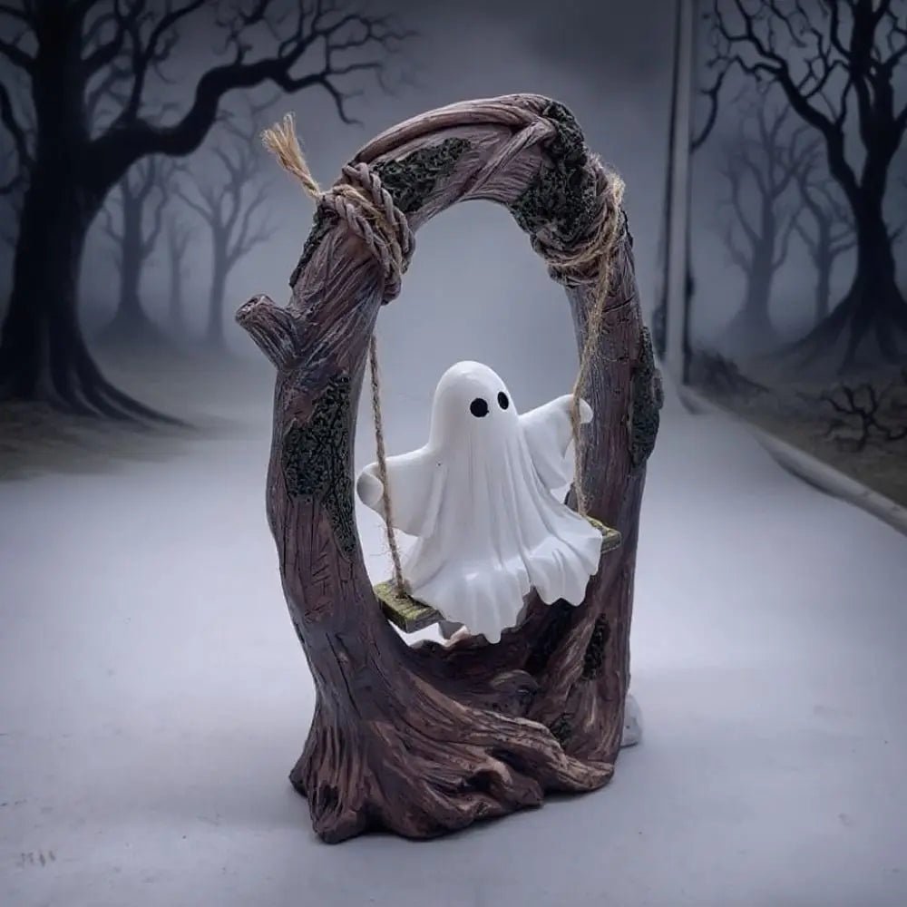 Halloween Themed Halloween Swing Ghost Ornament Handicraft Model Spooky Ghosts Decor Collectible Statue - drollido
