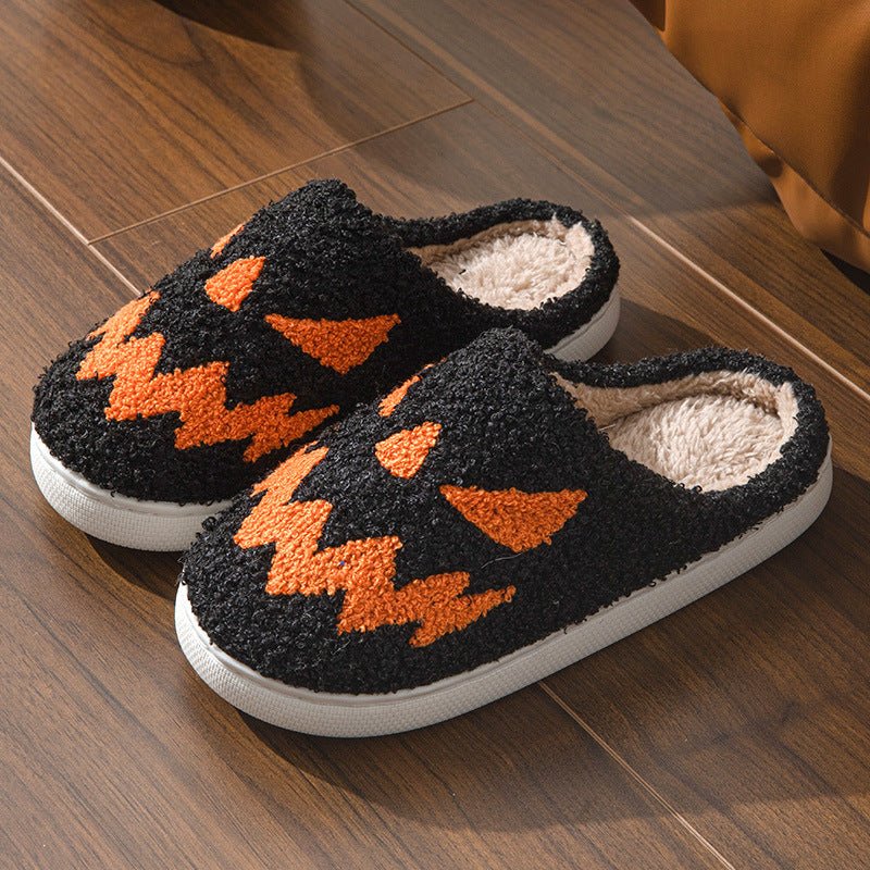 Halloween Towel Embroidery Couple Indoor Slippers - drollido