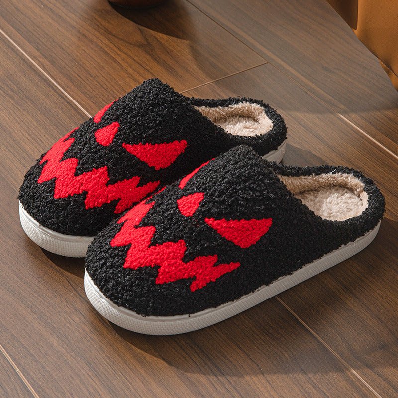 Halloween Towel Embroidery Couple Indoor Slippers - drollido