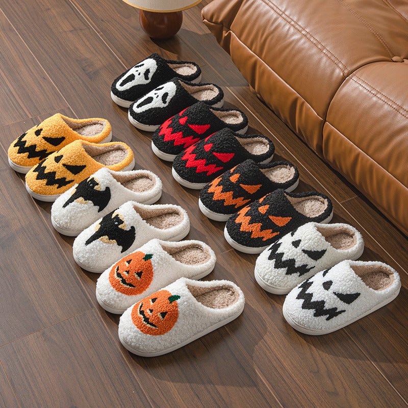 Halloween Towel Embroidery Couple Indoor Slippers - drollido