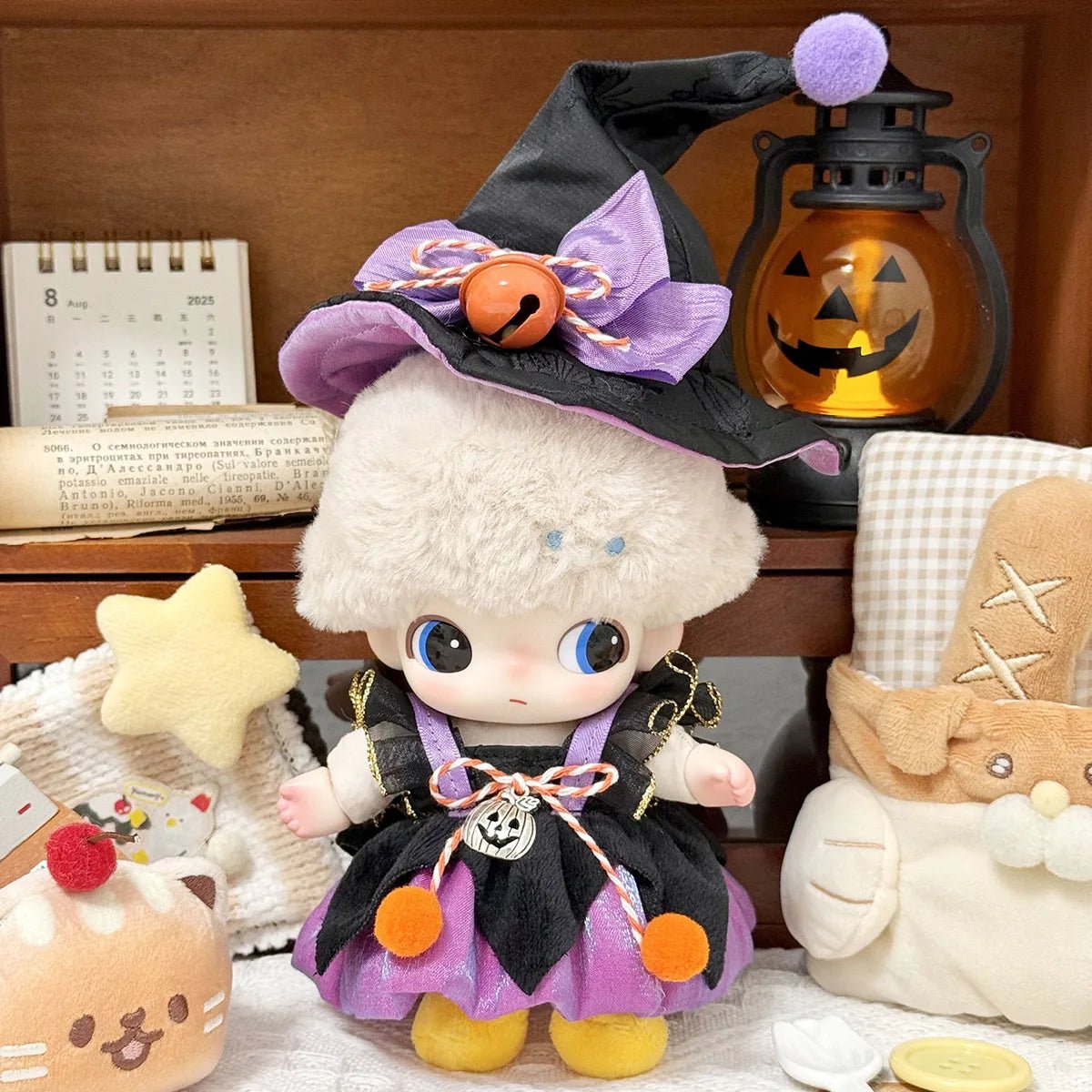 Halloween Witch Outfit for 15/17cm Labubu Doll's Clothes Starry Night Spooky Costume Outfit Accessories Gifts - drollido
