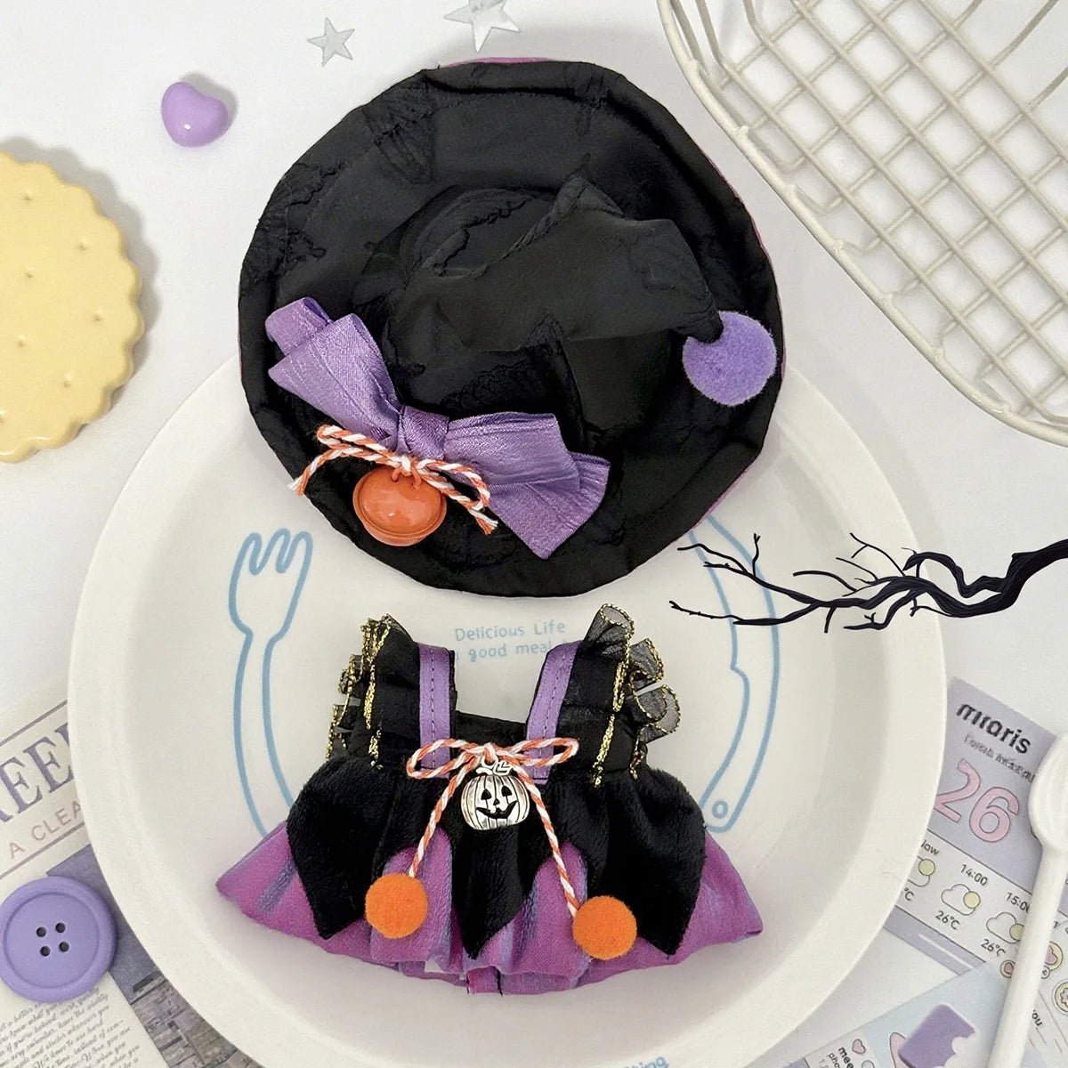 Halloween Witch Outfit for 15/17cm Labubu Doll's Clothes Starry Night Spooky Costume Outfit Accessories Gifts - drollido