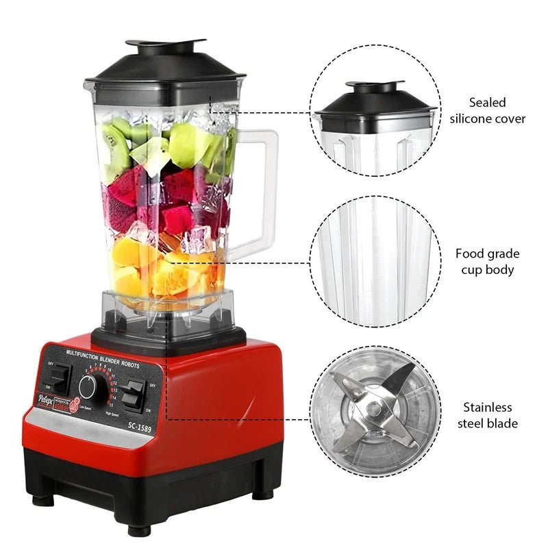 Heavy Duty Commercial Blender Stationary Mixer Food Processor Ice Smoothies for Kitchen 2000W High Power Juicer Blender BPA Free - drollido