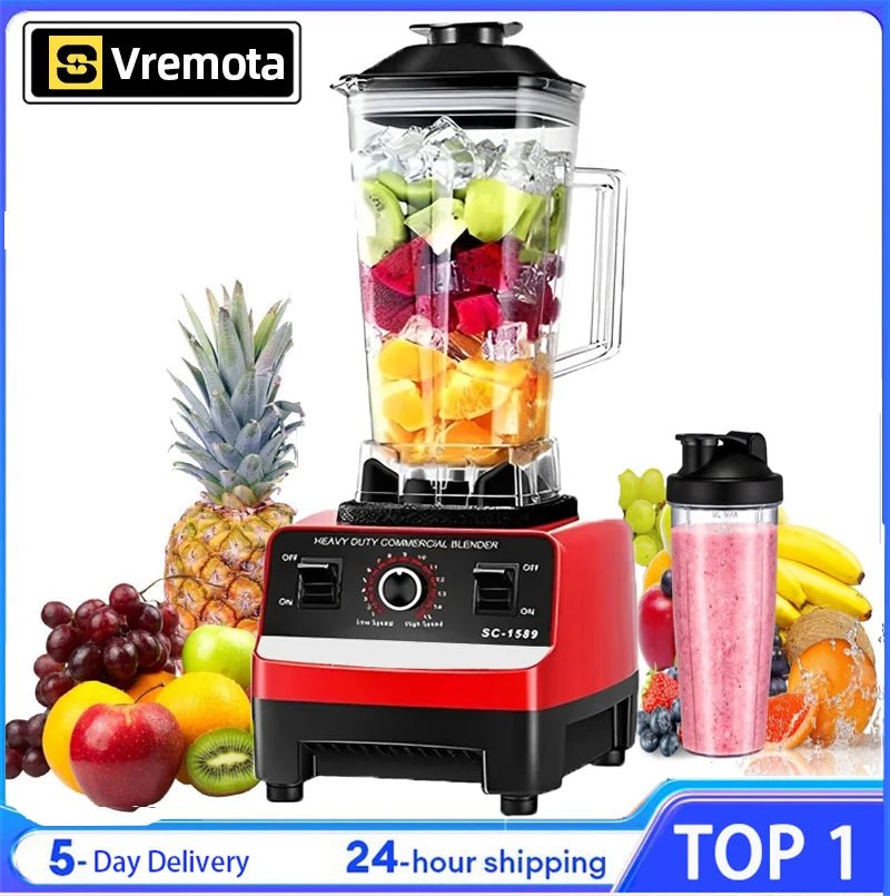Heavy Duty Commercial Blender Stationary Mixer Food Processor Ice Smoothies for Kitchen 2000W High Power Juicer Blender BPA Free - drollido