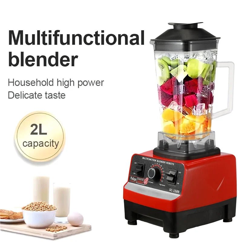 Heavy Duty Commercial Blender Stationary Mixer Food Processor Ice Smoothies for Kitchen 2000W High Power Juicer Blender BPA Free - drollido