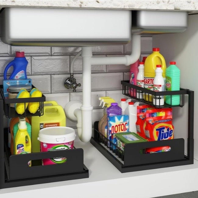 Kitchen Cabinet Sink Drawable Storage Rack - drollido