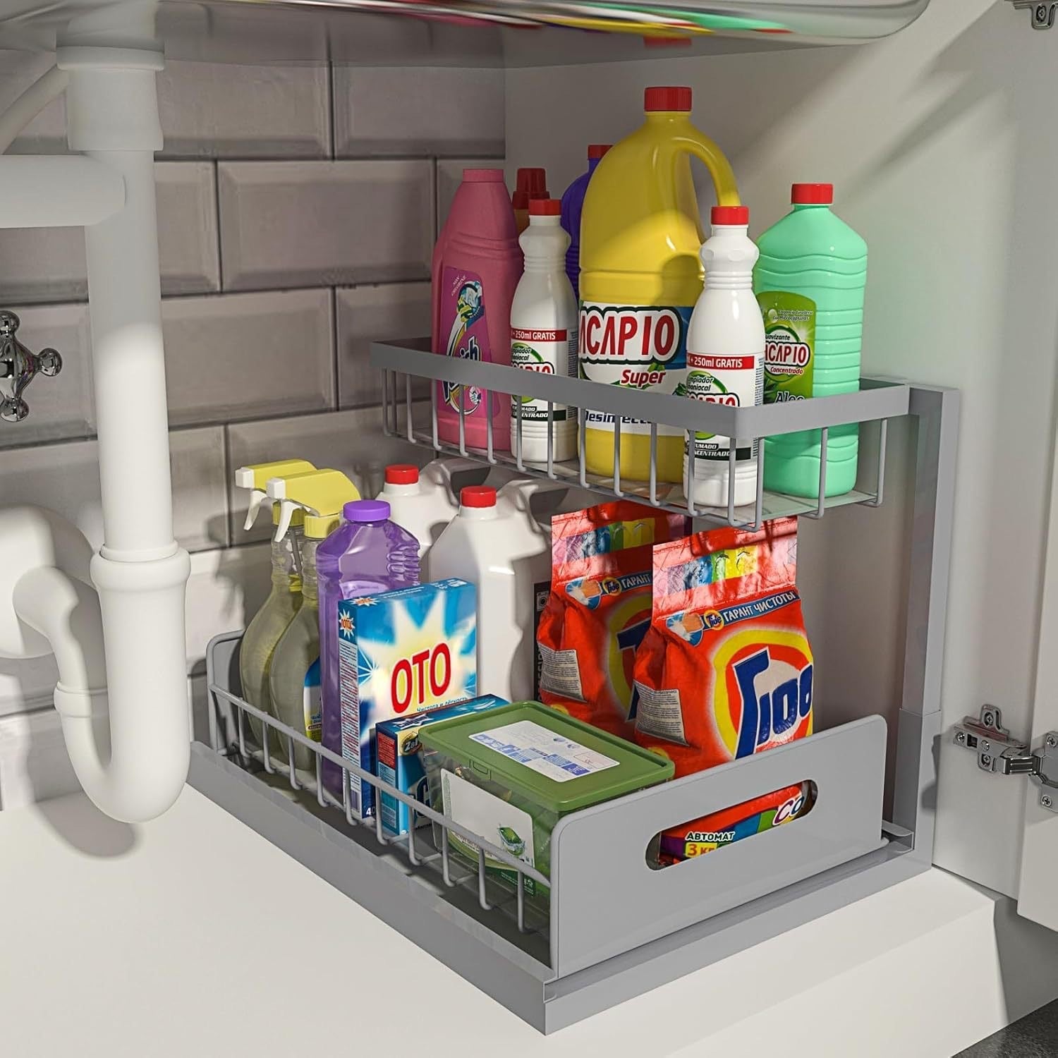 Kitchen Cabinet Sink Drawable Storage Rack - drollido
