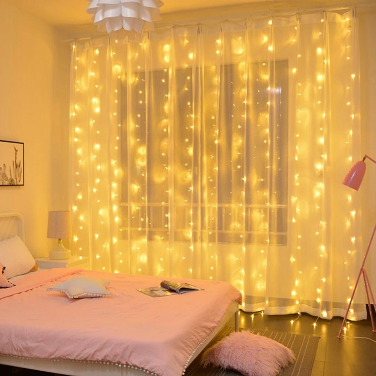 LED Curtain Lights USB Warm Fairy String Lights Festival Lighting Rainbow Window Lamp Home Bedroom Wedding Christmas Decoration - drollido