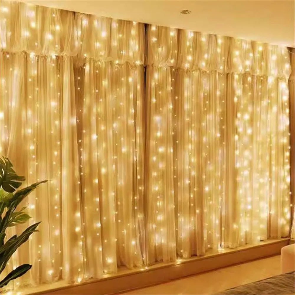 LED Curtain String Lights with Remote Control USB Plug - in Holiday Wedding Bedroom Christmas Party Lights Room Decor - drollido