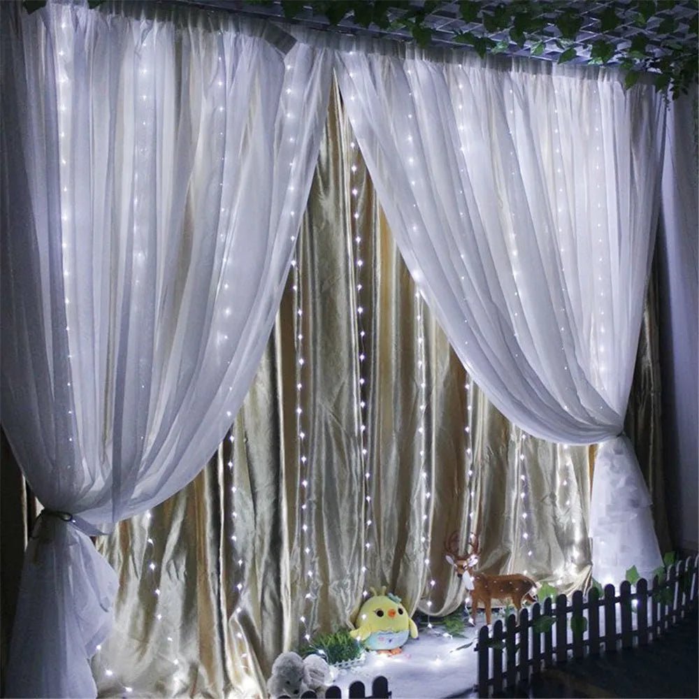 LED Curtain String Lights with Remote Control USB Plug - in Holiday Wedding Bedroom Christmas Party Lights Room Decor - drollido