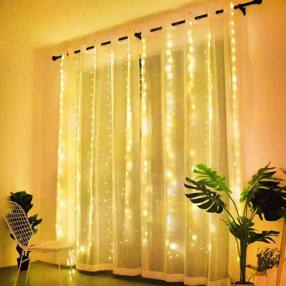 LED Curtain String Lights with Remote Control USB Plug - in Holiday Wedding Bedroom Christmas Party Lights Room Decor - drollido