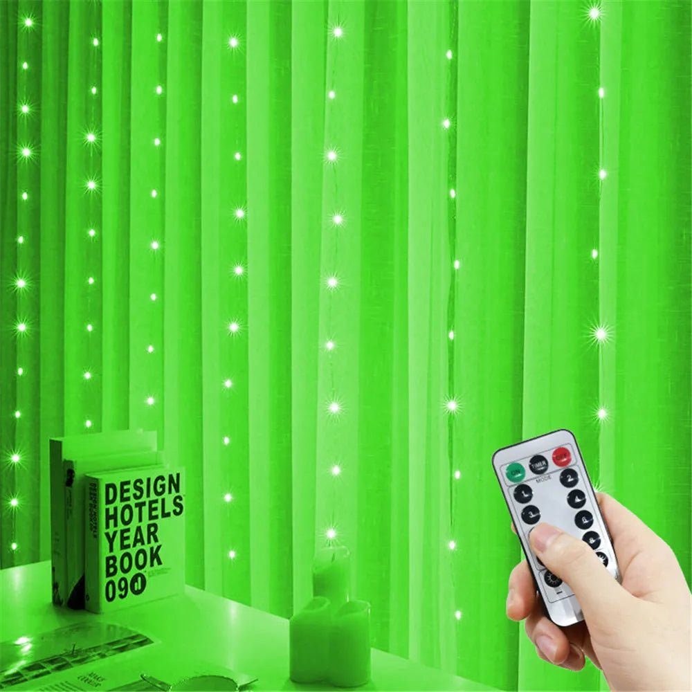 LED Curtain String Lights with Remote Control USB Plug - in Holiday Wedding Bedroom Christmas Party Lights Room Decor - drollido