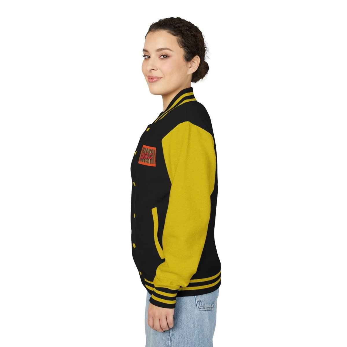 Letterman Jacket — Retro 'bst.c' Bar Code Patch Varsity Jacket