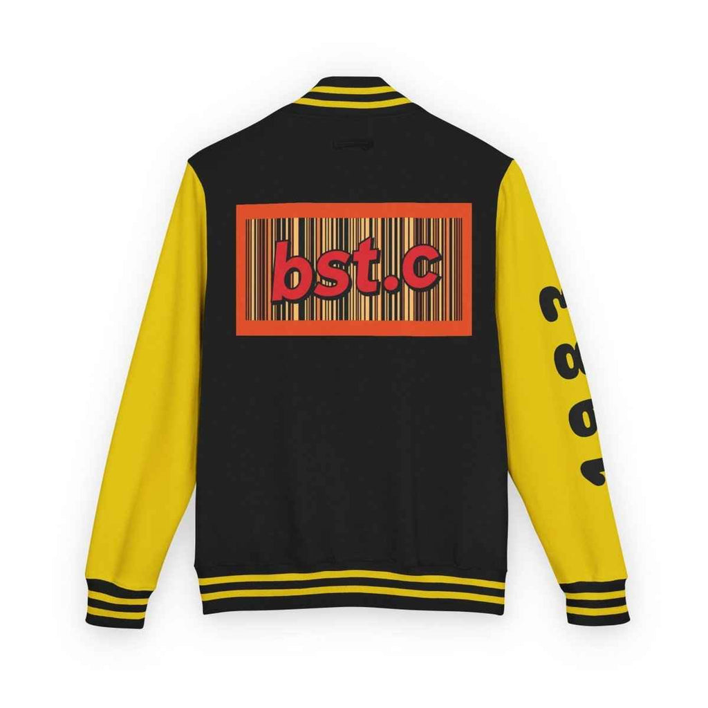 Letterman Jacket — Retro 'bst.c' Bar Code Patch Varsity Jacket