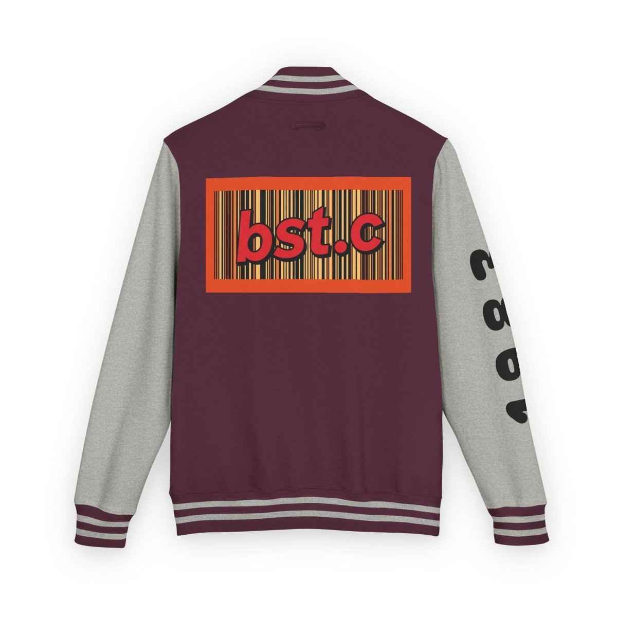 Letterman Jacket — Retro 'bst.c' Bar Code Patch Varsity Jacket