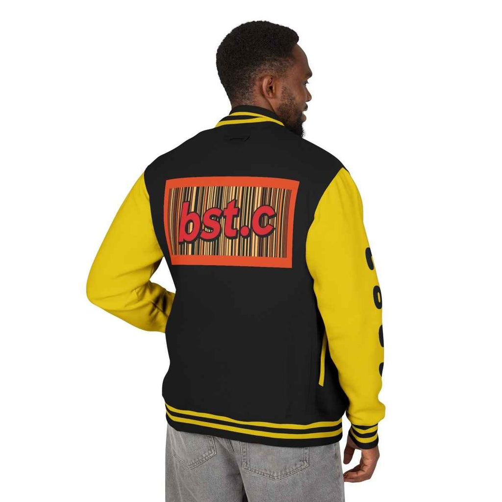 Letterman Jacket — Retro 'bst.c' Bar Code Patch Varsity Jacket