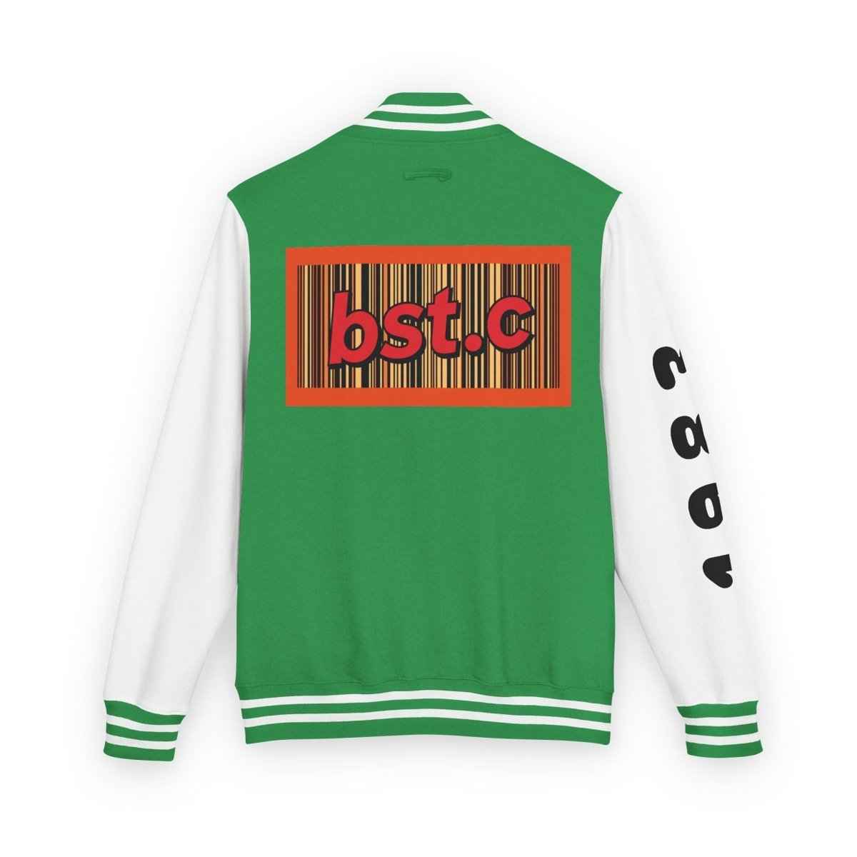 Letterman Jacket — Retro 'bst.c' Bar Code Patch Varsity Jacket
