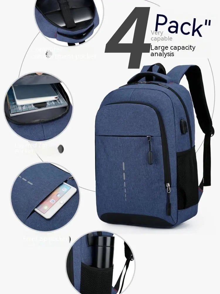 Mens BackPack LargeCapacity Simple Fashion Travel Female Student ComputerBag - drollido