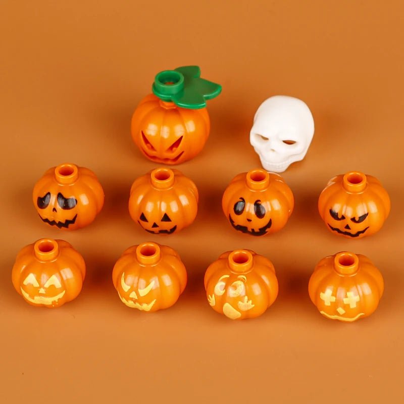MOC Halloween Pumpkin Head Cover Building Blocks Kit Ghost Headgear Green Evil Spirits Accessories Bricks Toys Boys Gift - drollido