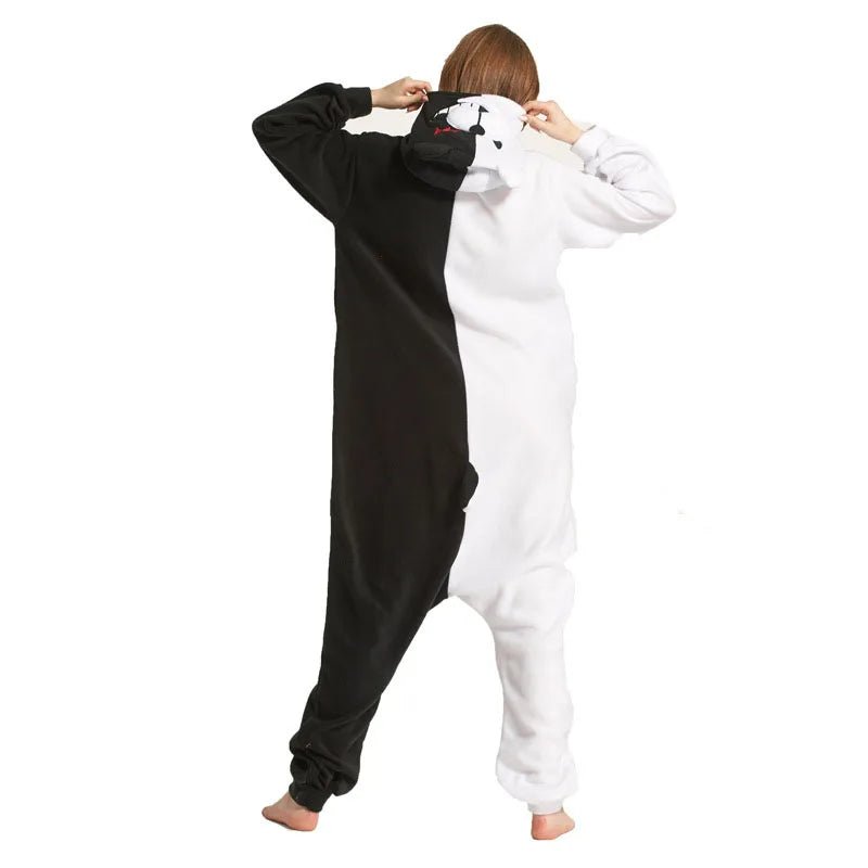 Monokuma Unicorn Kigurumi Pajama Adult Onesie Anime Bear Jumpsuit Black White Animal Pajamas Women Halloween Party Suit Overall - drollido