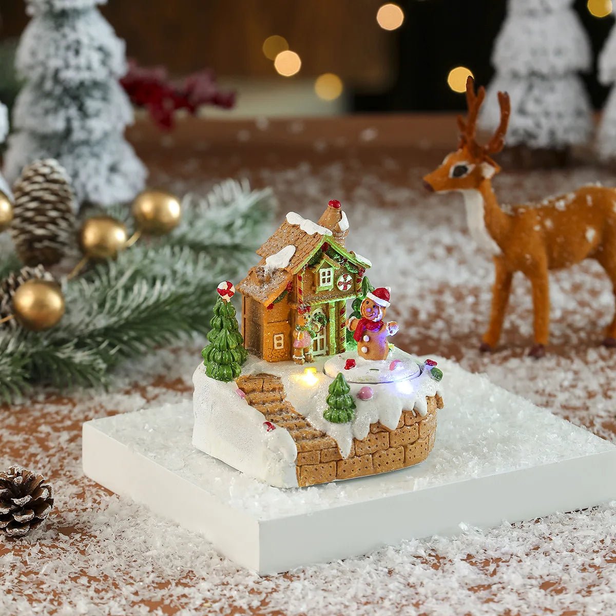 New Christmas decorations electric music, illuminated houses, LED lights, snow houses, Christmas ornaments gifts - drollido