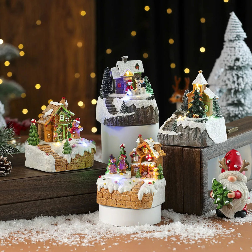 New Christmas decorations electric music, illuminated houses, LED lights, snow houses, Christmas ornaments gifts - drollido