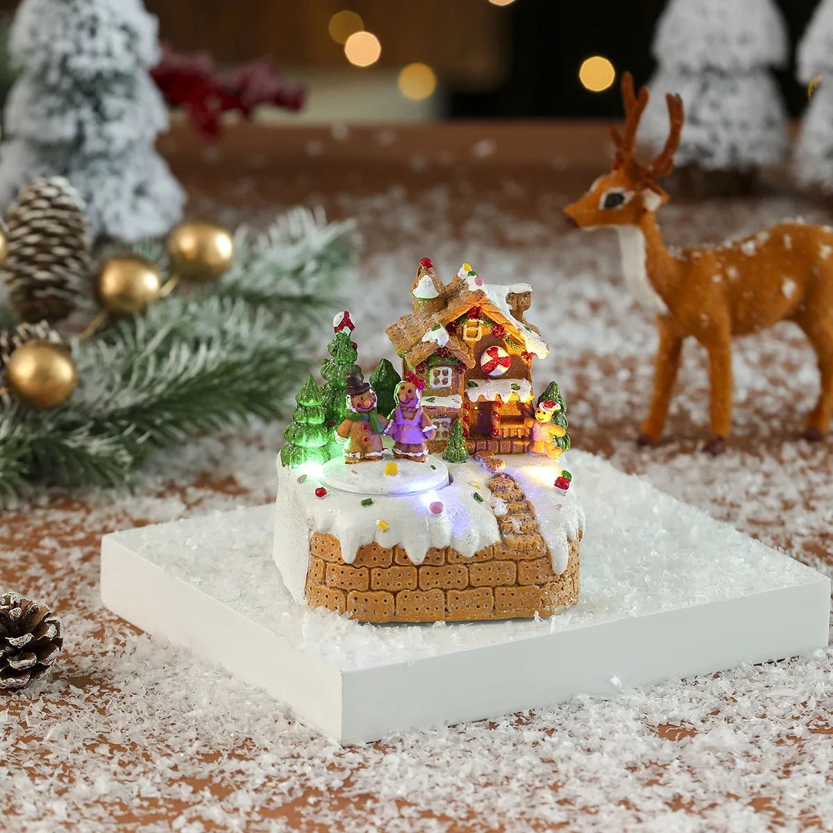 New Christmas decorations electric music, illuminated houses, LED lights, snow houses, Christmas ornaments gifts - drollido