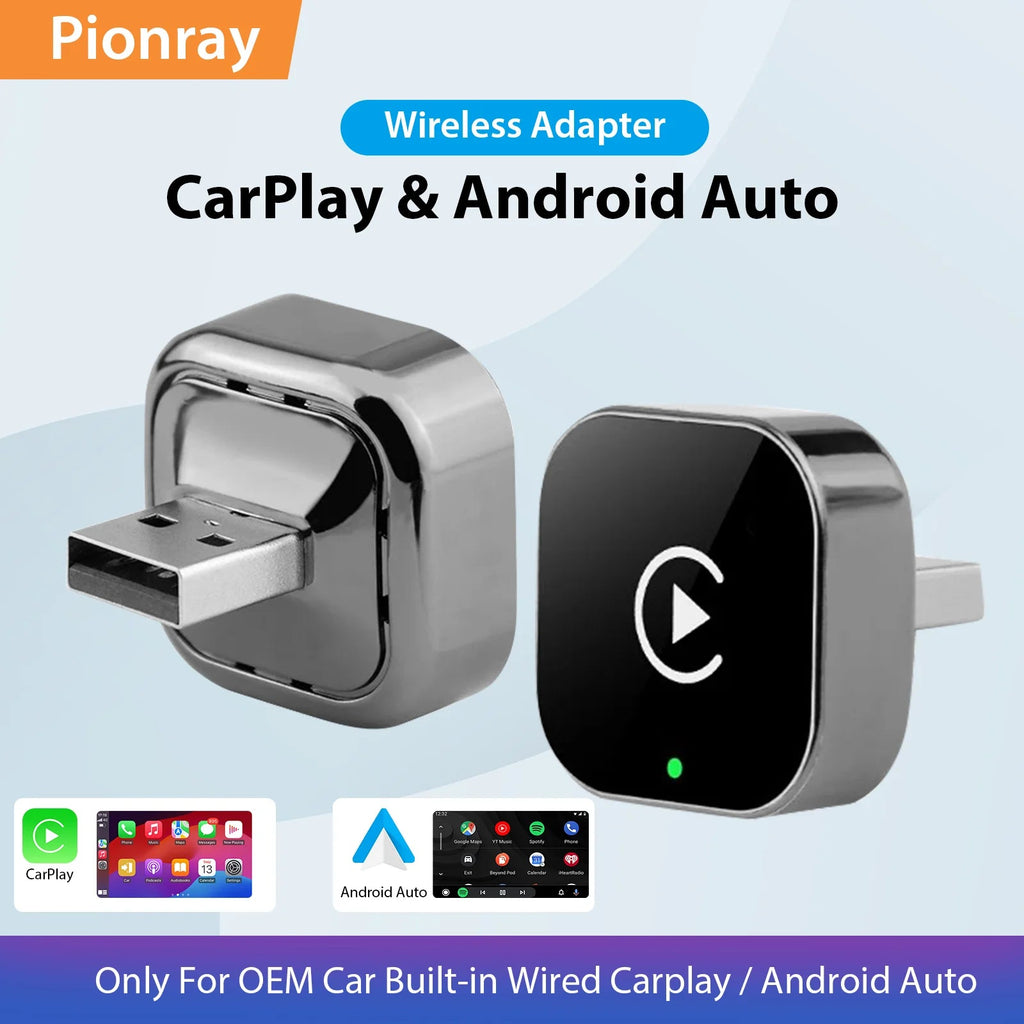 Nuovo adattatore wireless CarPlay Pionray 2 in 1 e adattatore wireless Android Auto, WiFi 5Ghz Type - C/USB Plug Play CarPlay Wireless - drollido