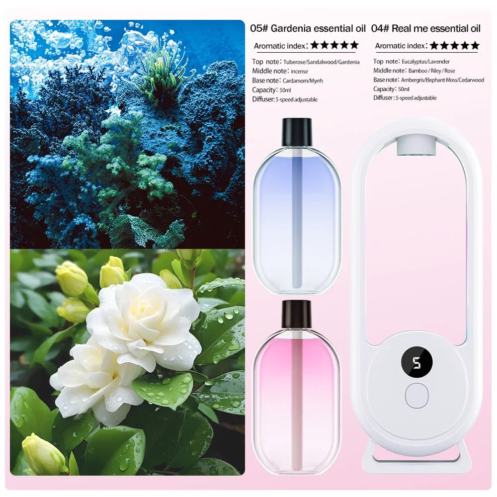 Rechargeable portable aroma diffuser Essential Oil Aromatherapy machine Timed air freshener to remove odors 5 modes timed spray - drollido