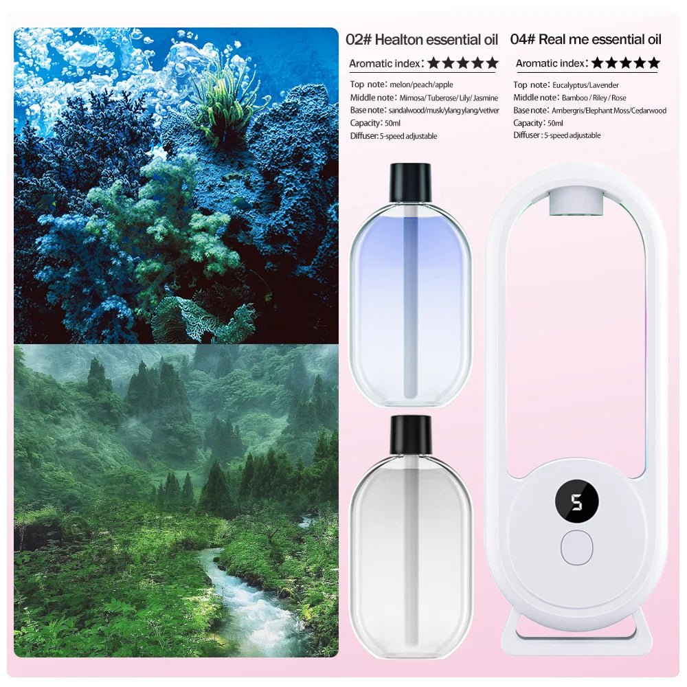 Rechargeable portable aroma diffuser Essential Oil Aromatherapy machine Timed air freshener to remove odors 5 modes timed spray - drollido
