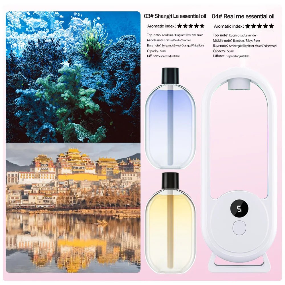 Rechargeable portable aroma diffuser Essential Oil Aromatherapy machine Timed air freshener to remove odors 5 modes timed spray - drollido