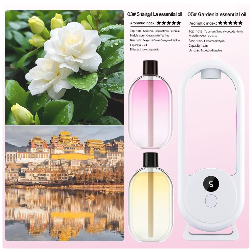 Rechargeable portable aroma diffuser Essential Oil Aromatherapy machine Timed air freshener to remove odors 5 modes timed spray - drollido