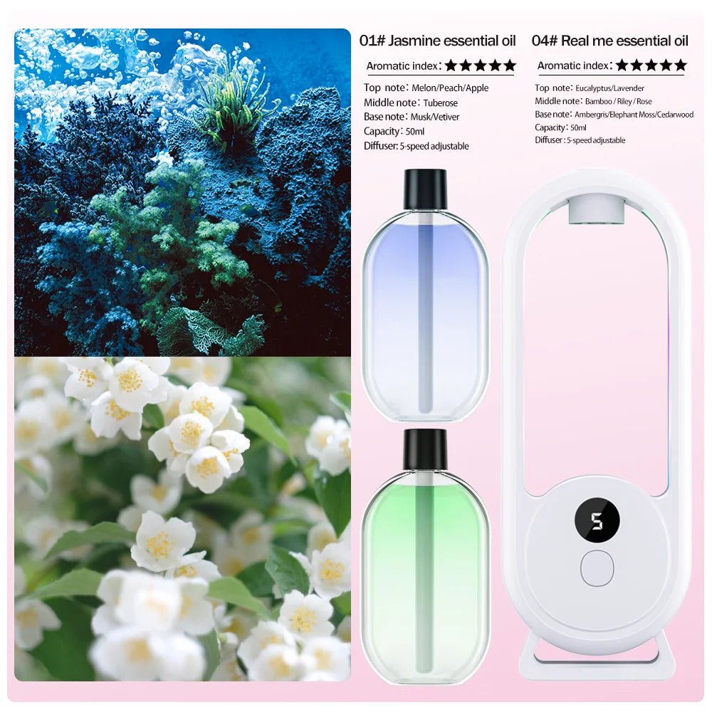 Rechargeable portable aroma diffuser Essential Oil Aromatherapy machine Timed air freshener to remove odors 5 modes timed spray - drollido