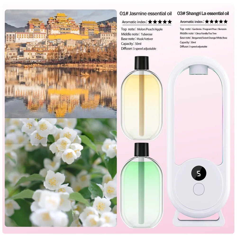 Rechargeable portable aroma diffuser Essential Oil Aromatherapy machine Timed air freshener to remove odors 5 modes timed spray - drollido