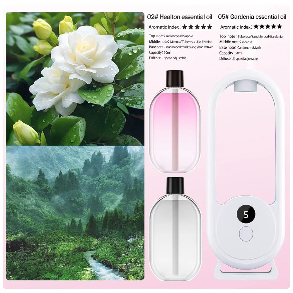 Rechargeable portable aroma diffuser Essential Oil Aromatherapy machine Timed air freshener to remove odors 5 modes timed spray - drollido