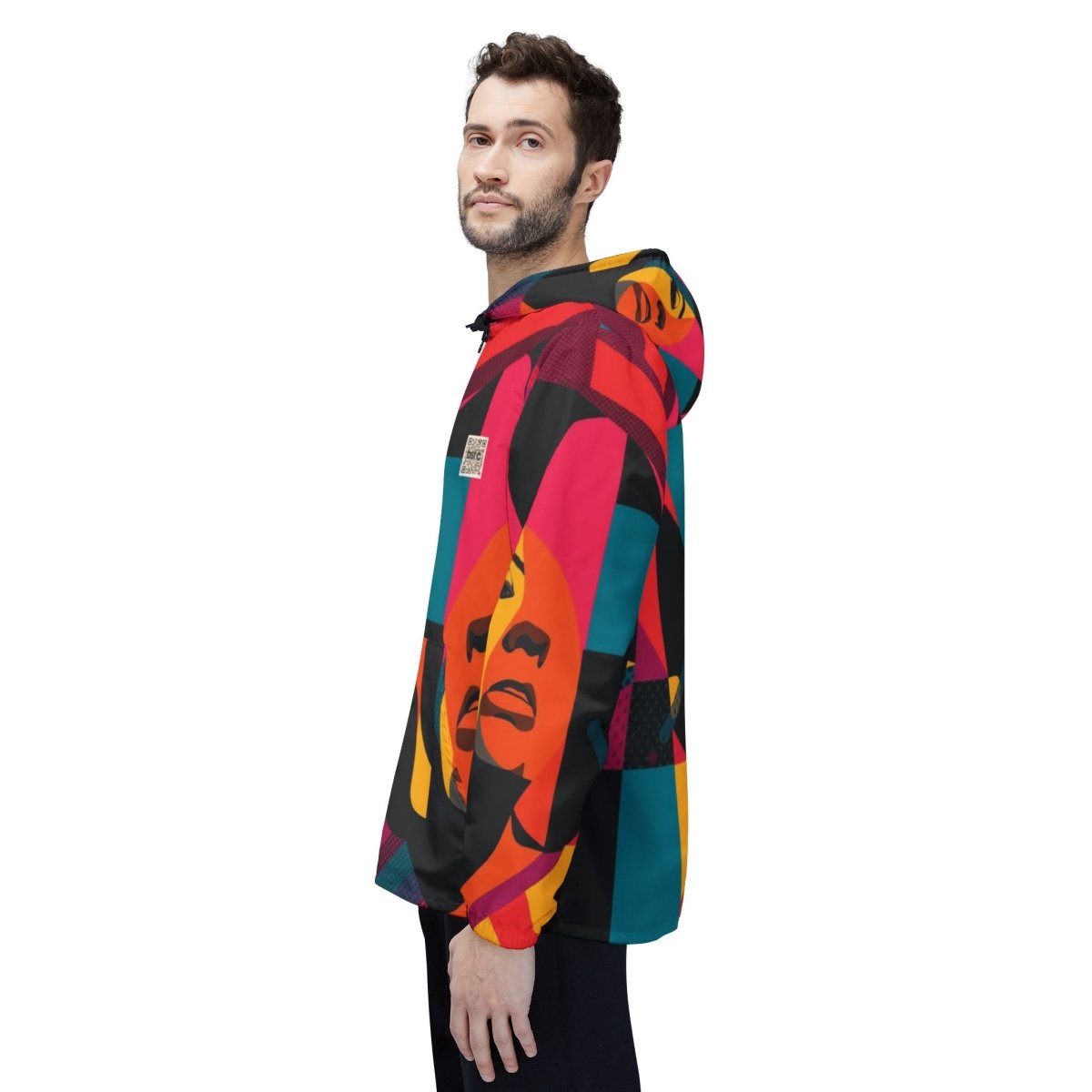 Retro Pop Art Windbreaker Jacket – Colorful Female Portrait All-Over Print